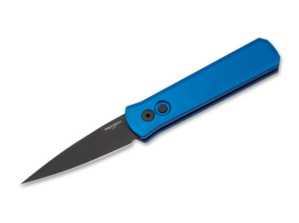 Taschenmesser, Blau, Druckknopf, Button Lock, 154CM, Aluminium