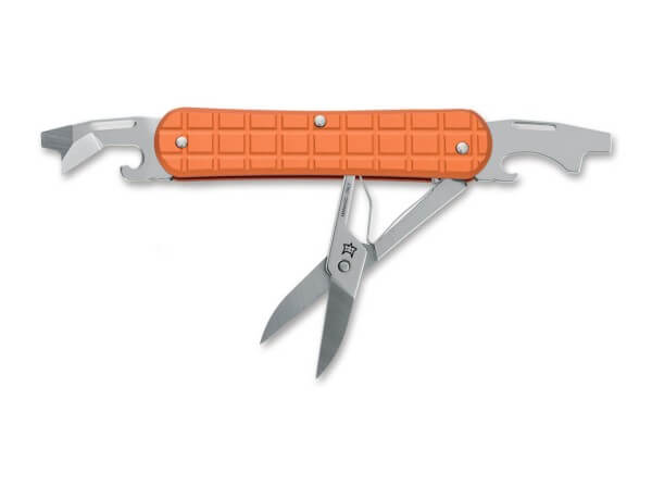 Multitool, Orange, Nagelhau, Slipjoint, 420, Aluminium